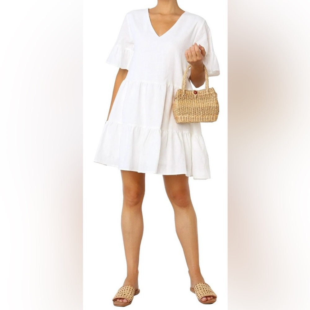 Fancyinn White Dress Size L Pockets